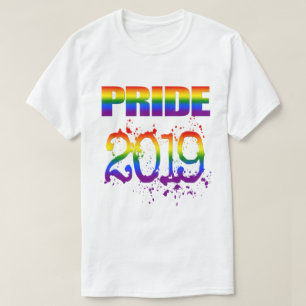 Farbiger Regenbogen Text LGBTQ Gay Pride 2019 T-Shirt