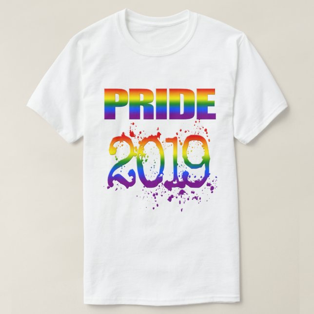 Farbiger Regenbogen Text LGBTQ Gay Pride 2019 T-Shirt (Design vorne)
