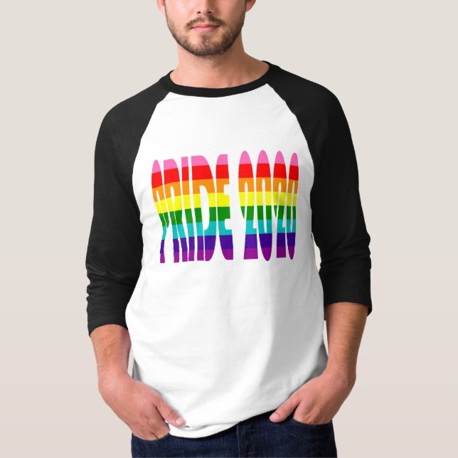 Farbiger Regenbogen Text LGBTQ Gay Pride 2020 T-Shirt (Vorderseite)