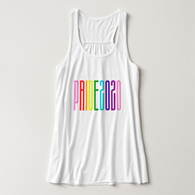 Farbiger Regenbogen Text LGBTQ Gay Pride 2020 Tank Top (Design Vorderseite)