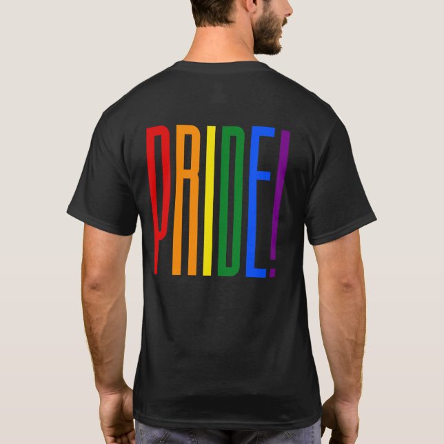 Farbiger Regenbogen-Text LGBTQ-Gay Pride LGBT T-Shirt (Rückseite)