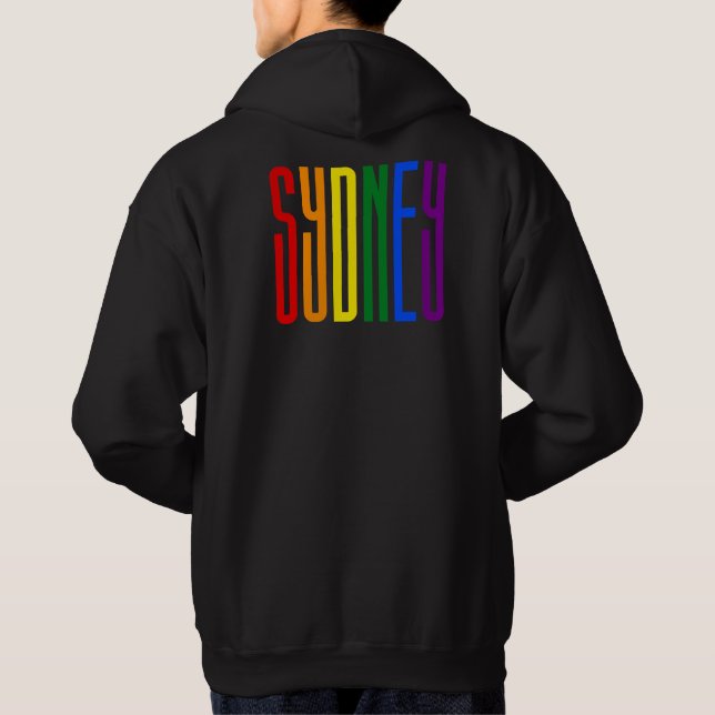 Farbiger Regenbogen Text LGBTQ Sydney Gay Pride LG Hoodie (Rückseite)