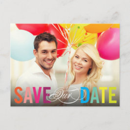 Farbiger Regenbogen Text Modernes Foto Save the Da Ankündigungspostkarte