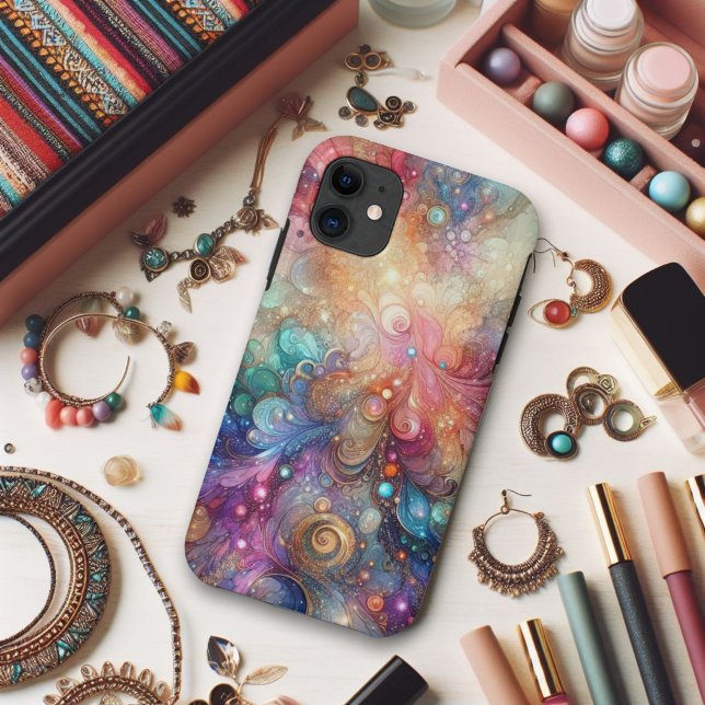 Farbiger Regenbogen und Gold-Glitzer Case-Mate iPhone Hülle (Von Creator hochgeladen)