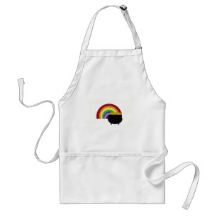 Farbiger Regenbogen und Goldtopf Schürze