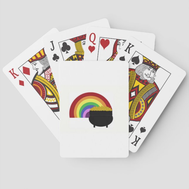 Farbiger Regenbogen und Goldtopf Spielkarten (Rückseite)