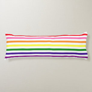 Farbiger Regenbogen und weißer Candy Stripe Seitenschläferkissen
