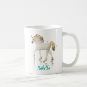 Farbiger Regenbogen Unicorn Polygon Name - Tasse