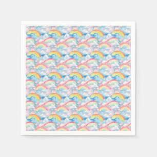 Farbiger Regenbogen, Wolke und Schneeflocke Nahtlo Serviette