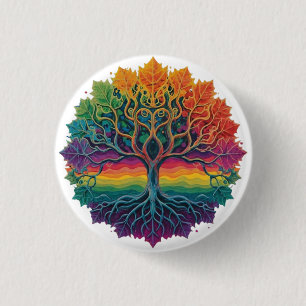 Farbiger Regenbogenbaum Button
