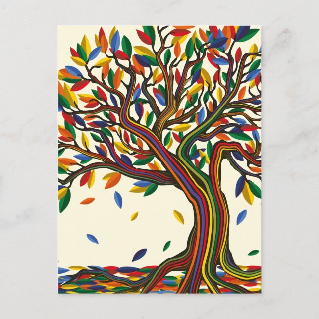 Farbiger Regenbogenbaum mit kräftigen Farben Postkarte (Vorderseite)