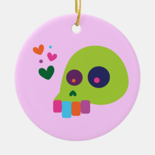 Farbiger Regenbogenschädel Keramik Ornament