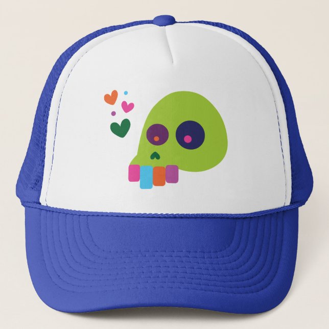 Farbiger Regenbogenschädel Truckerkappe (Vorderseite)