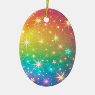 Farbiger Regenbogensternraum Keramik Ornament