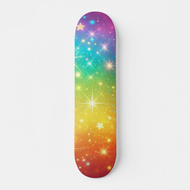 Farbiger Regenbogensternraum Skateboard (Vorne)