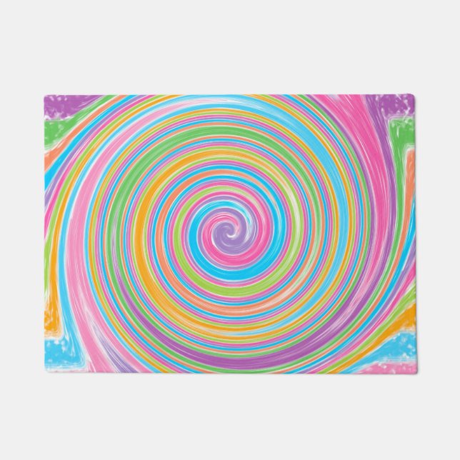 Farbiger Regenbogenwirbel Fußmatte (Vorderseite)