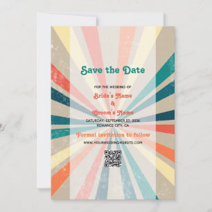 Farbiger Retro-Regenbogen-Sonnenstrahl-Hochzeits-Q Save The Date