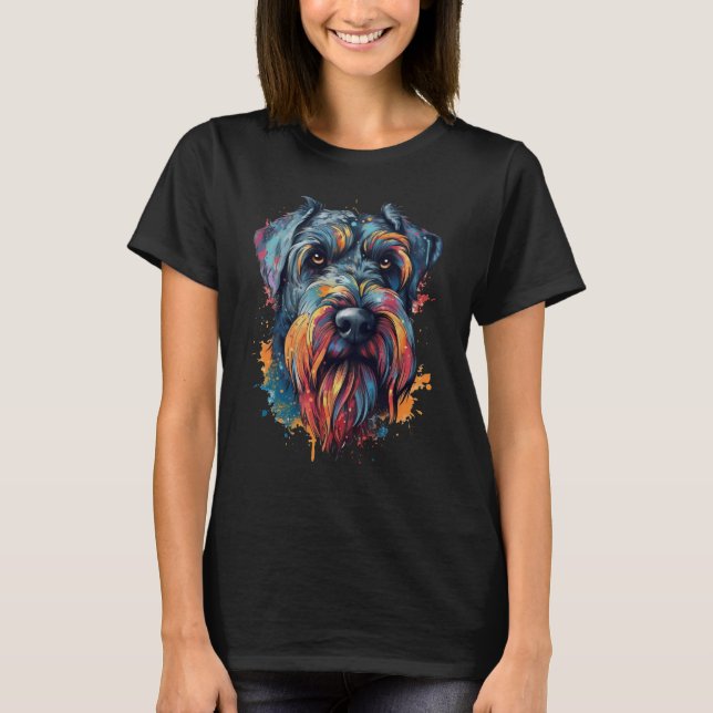 Farbiger Riesenschnauzer-Hund T-Shirt (Vorderseite)
