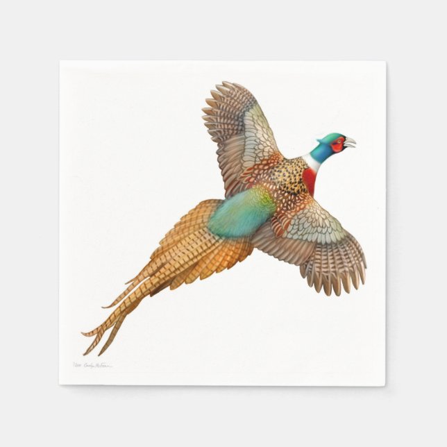 Farbiger Ring Necked Pheasant Paper Napkins Serviette (Vorderseite)
