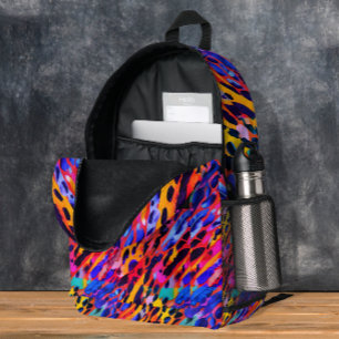Farbiger Rosa Wildtierdruck Regenbogen Bemalt Bedruckter Rucksack