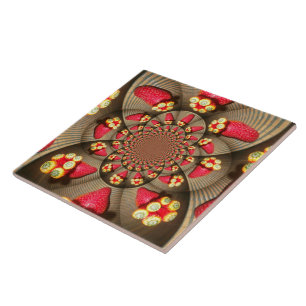 Farbiger roter Genuss: Erdbeeren-Kaleidoskop-Kunst Fliese