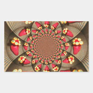 Farbiger roter Genuss: Erdbeeren-Kaleidoskop-Kunst Rechteckiger Aufkleber