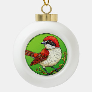 Farbiger Rotrückenwürger Vogel Keramik Kugel-Ornament