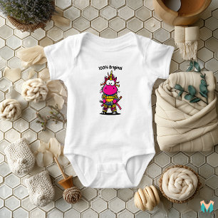 Farbiger Samurai-Einhorn-Spaß für Kleinkinder Baby Strampler