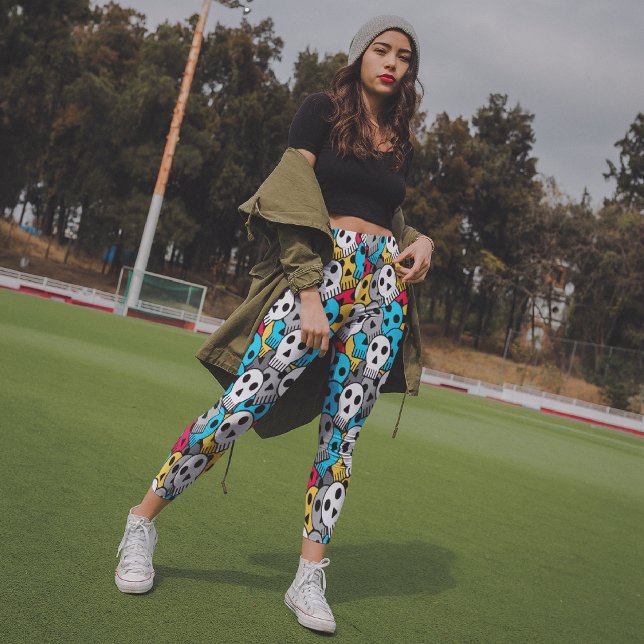 farbiger Schädel Capri Leggings (Von Creator hochgeladen)