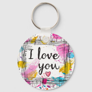Farbiger Schlüsselanhänger "I Liebe You"
