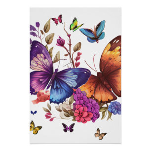 Farbiger Schmetterling Glänzendes Poster