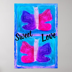 Farbiger Schmetterling Miami Filter Basic Poster