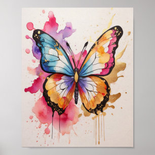 Farbiger Schmetterling mit künstlerischem Spritzer Poster