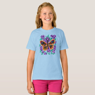 Farbiger Schmetterling und violette Flieder T-Shirt