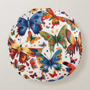 Farbiger Schmetterling zeichnen  Rundes Kissen