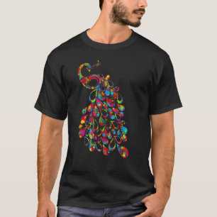 Farbiger Schwanz Peacock Niedliche Vögel Tiergrafi T-Shirt