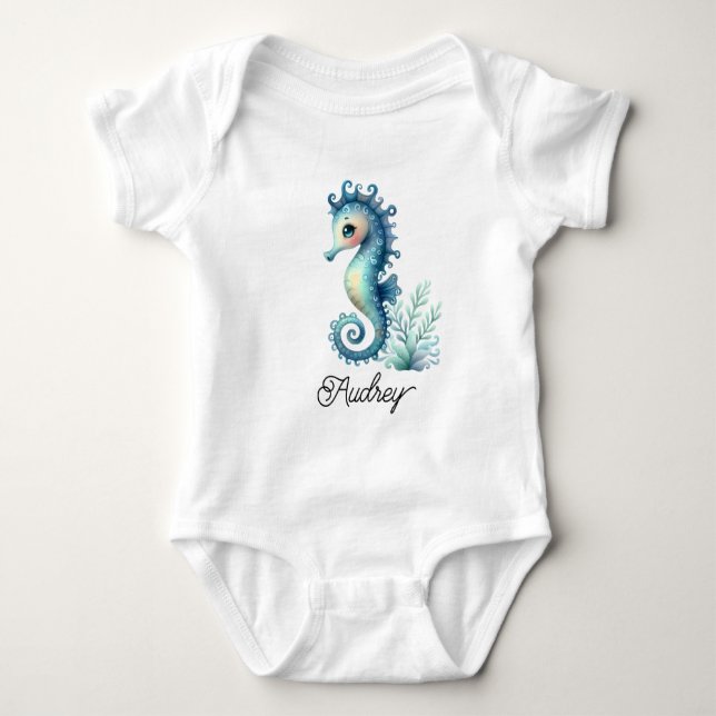 Farbiger Seepferdchen Baby Strampler (Vorderseite)