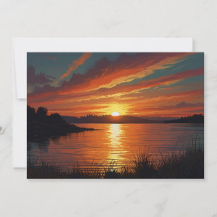 Farbiger Sommer See Sonnenuntergang Sonnenaufgang  Feiertagskarte