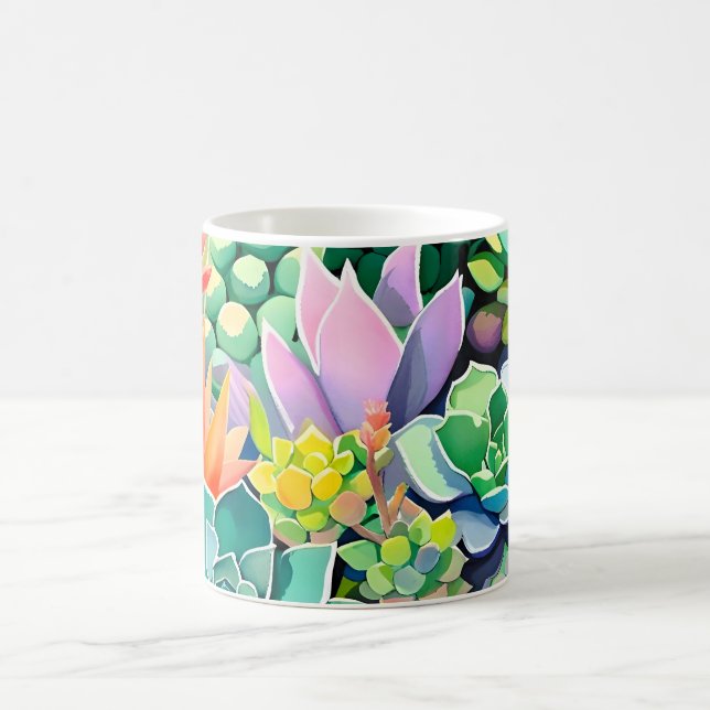 Farbiger Sommer Sukkulenten Botanischer Garten Kaffeetasse (Mittel)