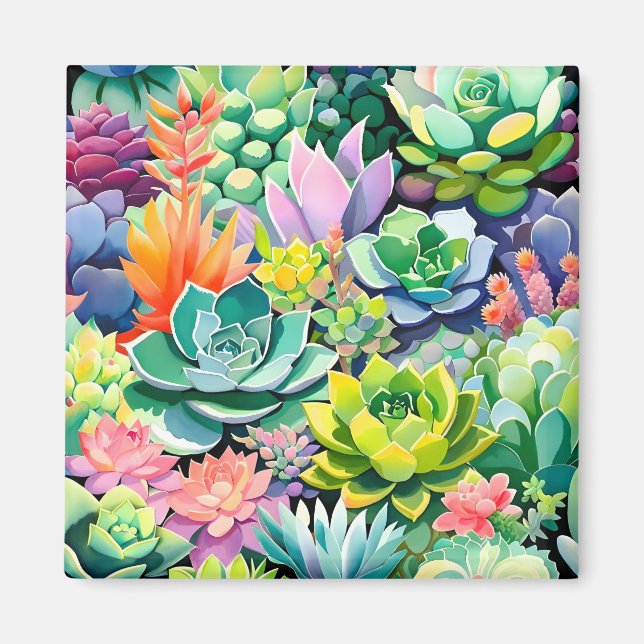 Farbiger Sommer Sukkulenten Botanischer Garten Magnet (Vorne)