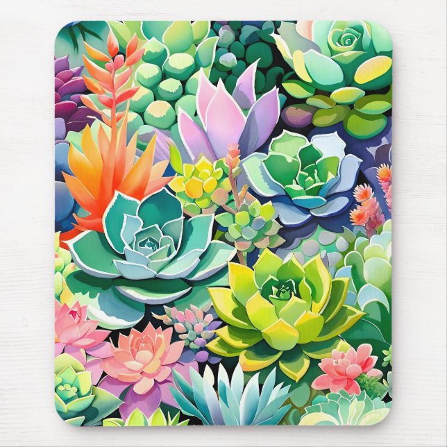 Farbiger Sommer Sukkulenten Botanischer Garten Mousepad (Vorne)