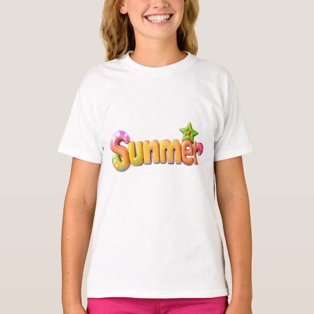 Farbiger Sommertext mit Star T-Shirt (Vorderseite)