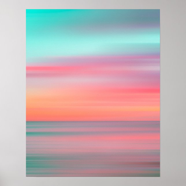 Farbiger Sonnenuntergang am Strand #1 Poster (Vorne)