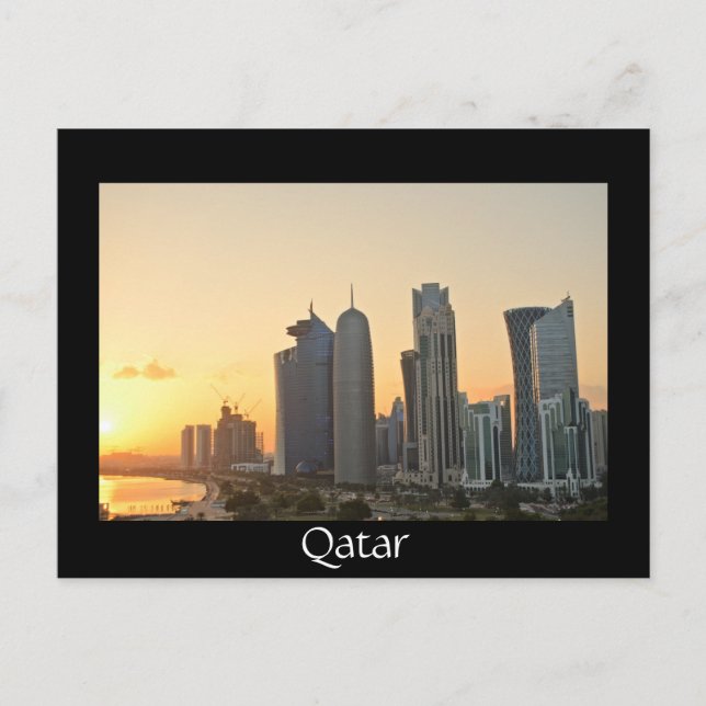 Farbiger Sonnenuntergang über Doha, Katar Postkarte (Vorderseite)