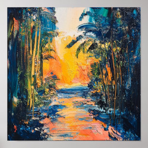 Farbiger Sonnenuntergangs-Himmel-Glow-Wandkunst-Ha Poster