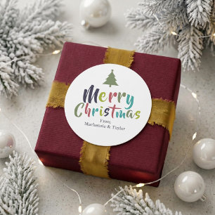 Farbiger Spaß Frohe Weihnachten Personalisiert Runder Aufkleber