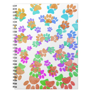 Farbiger Spiralhund Pawprint Notizblock