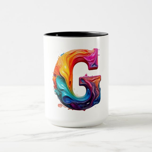 Farbiger Spritzbuchstabe G Becher Tasse (Zentrum)