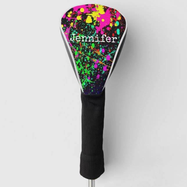 Farbiger Spritzer Paint Individuelle Name Golf Headcover (Vorderseite)