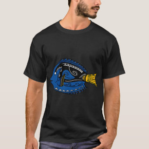 Farbiger Stammes-Blauer-Tang-Fisch T-Shirt